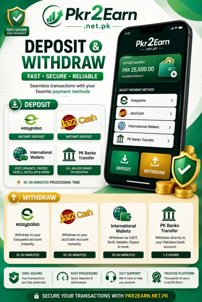 Pkr2earn deposit process