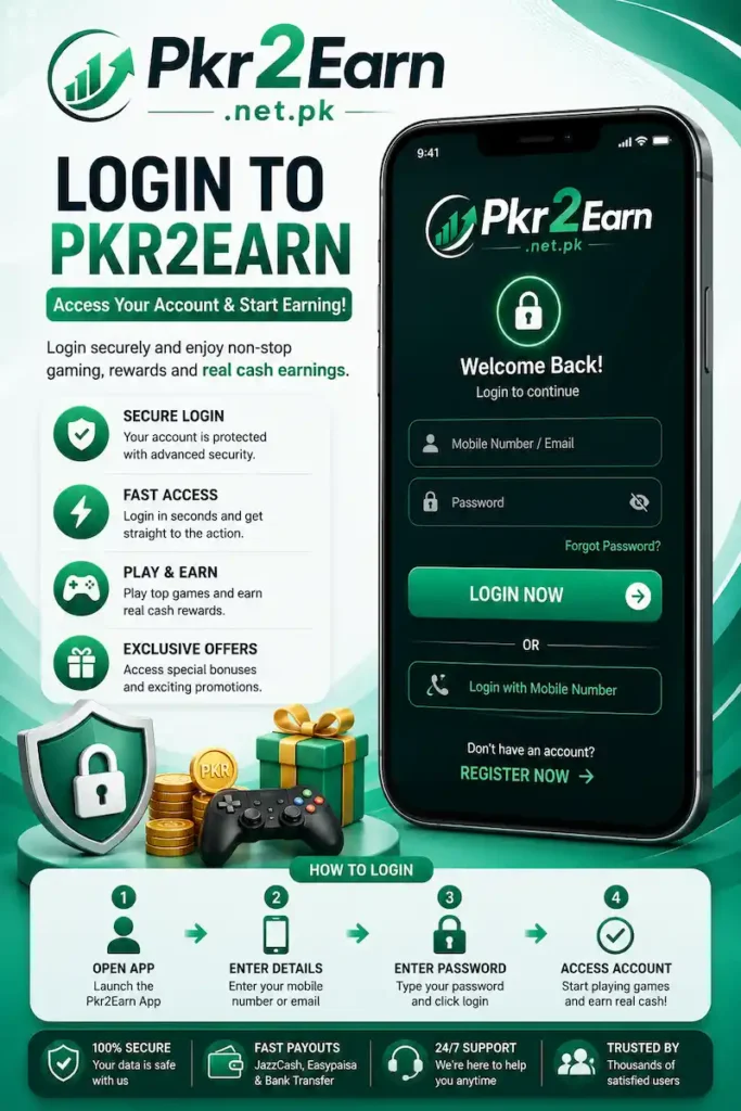 pkr2earn game login page